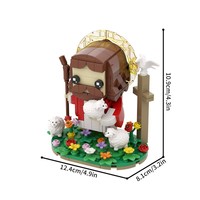 Ensemble de blocs de construction sur le thème de la foi, modèle de présentation de bureau Croix du Bon Pasteur, cadeau de Pâques, briques de collection DIY pour tous les âges