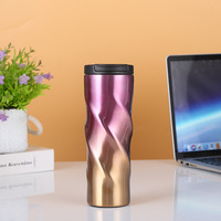 Tasse à café en spirale Sakura en acier inoxydable, 500ml, couleur dégradée lavande, tasse à café Thermos, tasse isolante, bouteille d'eau