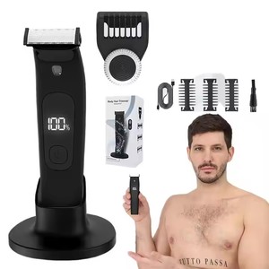 Recortadora de vello púbico eléctrica para hombres, afeitadora impermeable de cerámica de una cuchilla, kit de aseo corporal para la zona íntima - Product Image 3