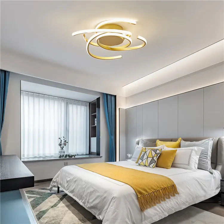 Modern Aluminum Silicone Gold Led Ceiling Lights For Living Room Bedroom Lamp