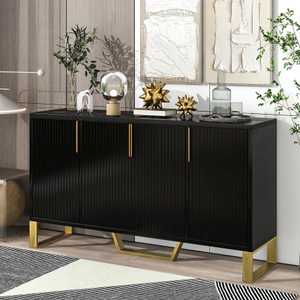 Design moderno a quattro porte per la credenza della cucina con maniglie in metallo e gambe regolabili per scaffali modello FCJ