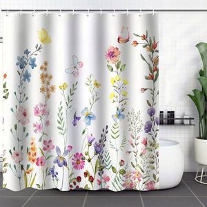Wholesale Flower Printed Set Customised Digital Printing Floral Design Bathroom Shower Curtain and Rug Sets - Product Image 2