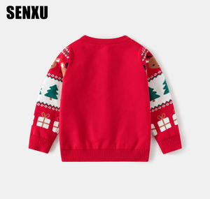 Automne Coton O-Neck Noël <span class=keywords><strong>Renne</strong></span> Intarsia Anti-Pilling <span class=keywords><strong>Pull</strong></span> <span class=keywords><strong>Pull</strong></span> Tricoté pour Garçons - Product Image 2