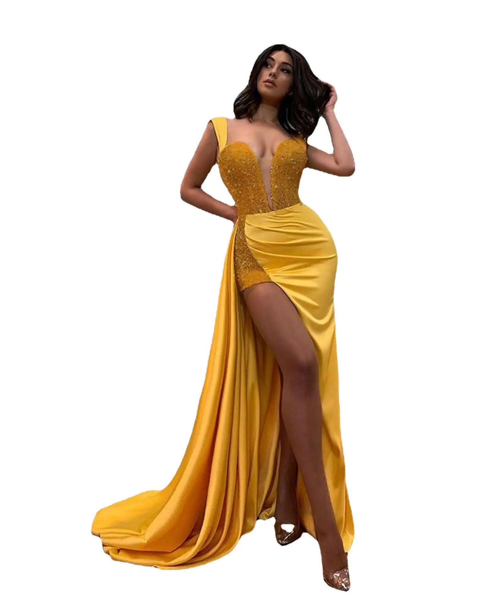 Gaun Ulang Tahun Terpisah 2021 untuk Wanita Gaun Pesta Pesta Vestido Fiesta Gaun Pesta Dansa Bodycon Maxi Seksi Vestido De Honor
