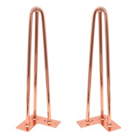 Kaki Meja Mewah Modern Bulat Kaca Baja Krom untuk Meja Makan Kopi Furnitur Logam Model Hairpin Warna Rose Gold