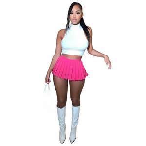 Couleurs Solide Plaid Mini Jupe Taille Haute Club Party Wear Bas Prix Femmes Sexy Patted Jupe Sexy 25 - Product Image 4