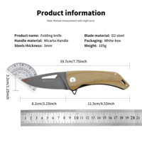 Couteau de poche pliable tactique Yeehand FK-322 Sharp OEM personnalisable avec lame en acier D2 et manche en Micarta pour le camping en plein air