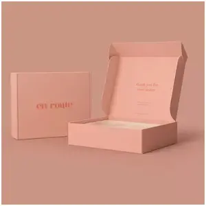 Custom Logo Colored Gold Foil Corrugated Paper Pink Cosmetic Packing Shipping Mailer Box