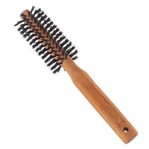 Grosir sikat rambut Salon profesional dengan sisi OEM kualitas tinggi rol sikat babi liar dan pegangan kayu tahan panas