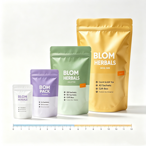 Custom OEM <b>Low</b> MOQ Food Grade Moisture Proof Stand Up Zipper Pouch & Flat Sachet Pouches for Various Tea Brand Packaging - Product Image 2