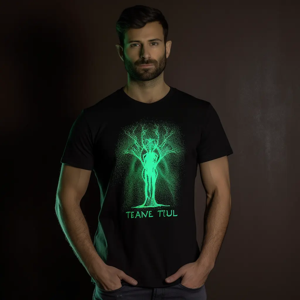 फैशन कस्टम कपास अंधेरे में चमक टी शर्ट मुद्रण