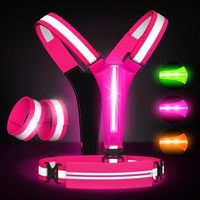 Gilet de course lumineux rechargeable par USB, équipement de sécurité haute visibilité avec bandes réfléchissantes à 360 degrés, taille et épaules réglables