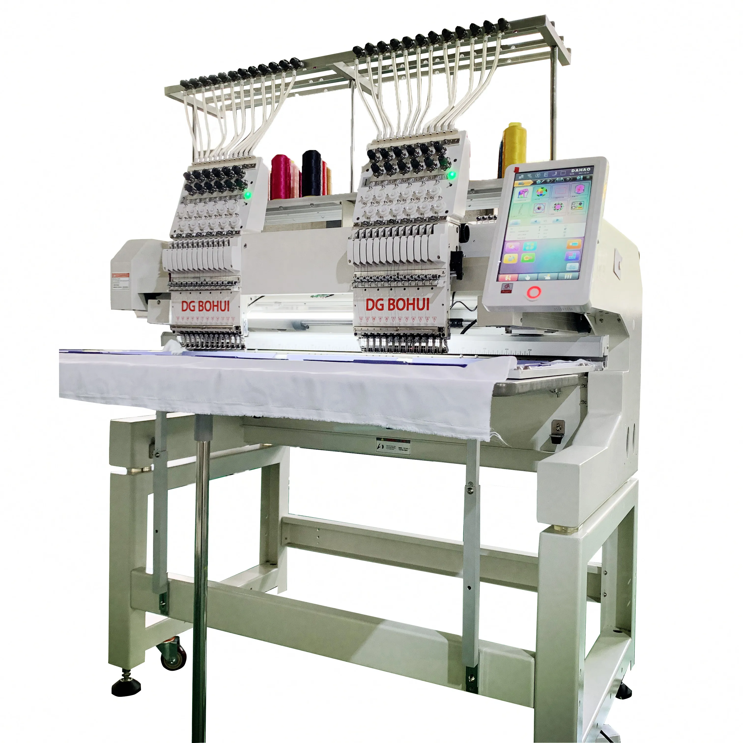 Dg bohui bordado dois cabeças ce certificado máquina de bordado industrial fornecedor na china com boa qualidade