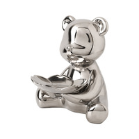 2025 gros moderne salon ornements en céramique personnalisable Logo porcelaine ours glacé galvanoplastie Animal Violent clé