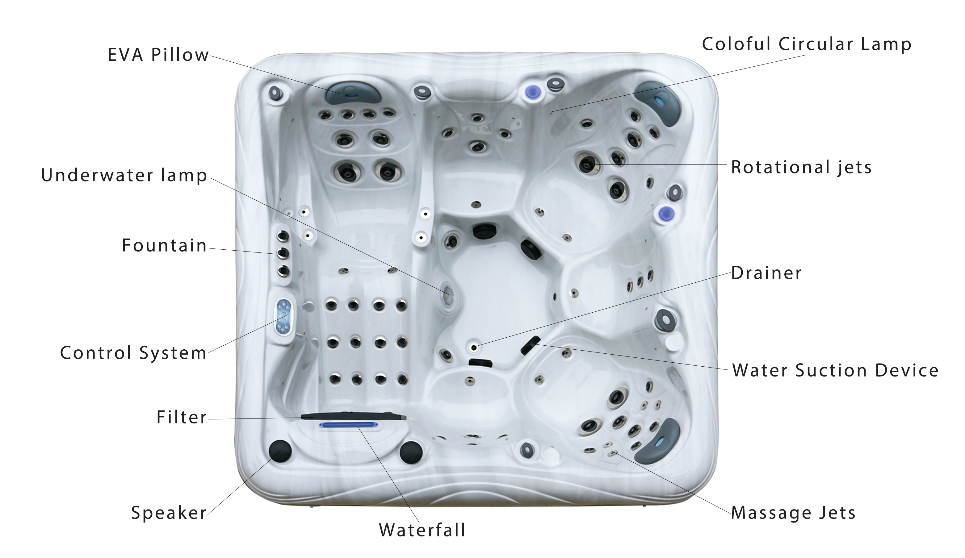 6 Seats Outdoor Spa Bathtub Massage Hot Tub For Sale With Speaker