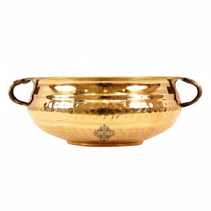 IndianArtVilla Olla de cocina tradicional de diseño martillado de latón puro para el hogar, hotel y restaurante, vajilla - Product Image 1