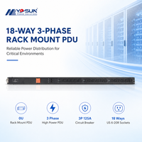 PDU de Gabinete Vertical de Alta Potencia Trifásico de 125A OEM, 18 Tomas de Corriente US 6-20R, Carcasa Metálica, Interruptor de Circuito, Protección Contra Sobretensiones