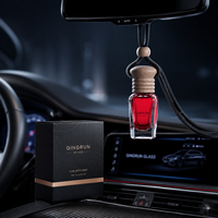 Diffuseur d'air pour voiture en verre transparent avec bouchon en bois et cordon tressé, flacon de parfum automobile