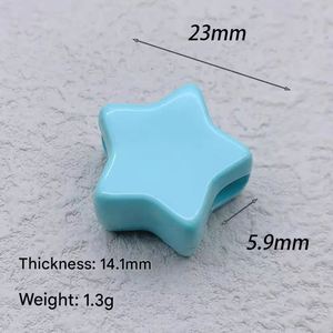 Étoiles en acrylique avec perles épaisses et grandes trous colorés macaron, idéales pour porte-clés, bracelets, cordons et pendentifs - Product Image 5