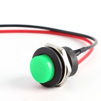 Interrupteur à bouton-poussoir rond momentané R13-507 16 mm, réinitialisation OFF-(ON), klaxon, SPST 3A AC250V/6A AC125V, 2 broches 1NO avec fil pré-soudé