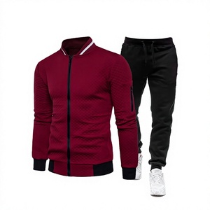 Ensemble de survêtement zippé avec poches zippées pour homme – Tenue d'entraînement de sport ajustée pour l'hiver – Ensemble deux pièces moderne à manches longues - Product Image 3