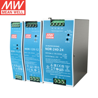 Alimentation électrique industrielle sur rail DIN MEAN WELL NDR-75/120/240/480 12V 24V 48V 5-20A 91% d'efficacité avec 3 ans de garantie UL508