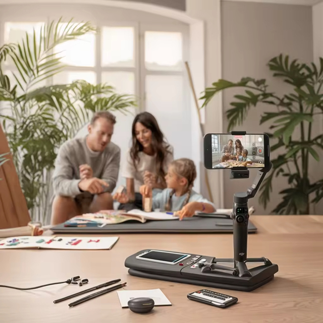 Flagship Osmo Mobile 8 Gimbal 3-Axis Stabilizer Apple Direct Connection Audio Lighting Low Angle Movement 360 Tracking Built-In