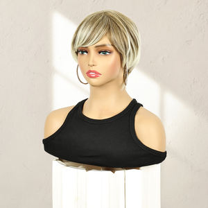 Venta al por mayor <span class=keywords><strong>de</strong></span> pelucas <span class=keywords><strong>de</strong></span> <span class=keywords><strong>pelo</strong></span> europeo P12405 con <span class=keywords><strong>corte</strong></span> <span class=keywords><strong>de</strong></span> duendecillo sintético <span class=keywords><strong>para</strong></span> mujeres y <span class=keywords><strong>hombres</strong></span>, postizo Rubio superior - Product Image 1