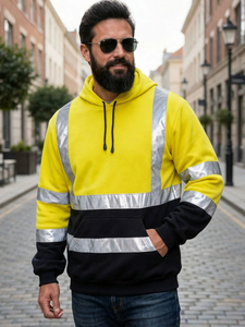 Sweat à capuche réfléchissant en velours pour homme, idéal pour les loisirs quotidiens en extérieur, anti-froid, disponible immédiatement - Product Image 3