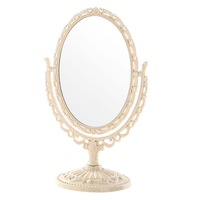 Miroir de poche vintage mini rond finition argentée, grossissant et éclairé, avec cadre en plastique ABS, miroir de maquillage portable