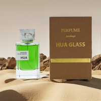 Flacon de parfum en verre transparent de conception classique, élégant, rectangulaire, avec base épaisse, 50 ml, 100 ml, flacon de parfum carré avec couvercle en résine