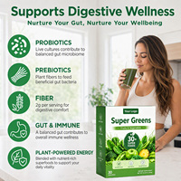 Poudre de Super Aliments Verts Personnalisée ODM, 30 Sachets par Boîte, Poudre de Super Aliments Végétaux à Base de Fruits et Légumes, Service OEM