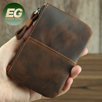 Porte-monnaie en cuir rétro Al1005 Crazy Horse, design personnalisé en gros, fermeture éclair, porte-clés, mini portefeuille unisexe, mignon, luxe
