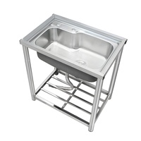 Vente en Gros Lavabo Moderne sur Pied en Acier Inoxydable, Meuble Vasque Présentoir pour Balcon, Jardin Extérieur, Table Évier de Cuisine
