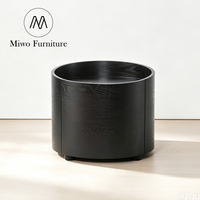 Table de chevet moderne et simple noire avec tiroir, meuble de rangement circulaire, table de chevet design pour chambre à coucher