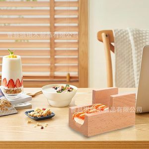 Support rectangulaire en bois massif pour rouleaux de sushi, plateau de service pour sushi roulé à la main, pour usage en cuisine - Product Image 1