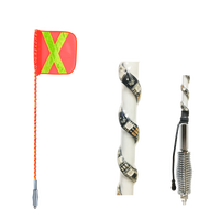 6ft ~ 12ft Drapeau de sécurité minière à lumière LED entièrement enveloppé avec support à ressort robuste super lumineux