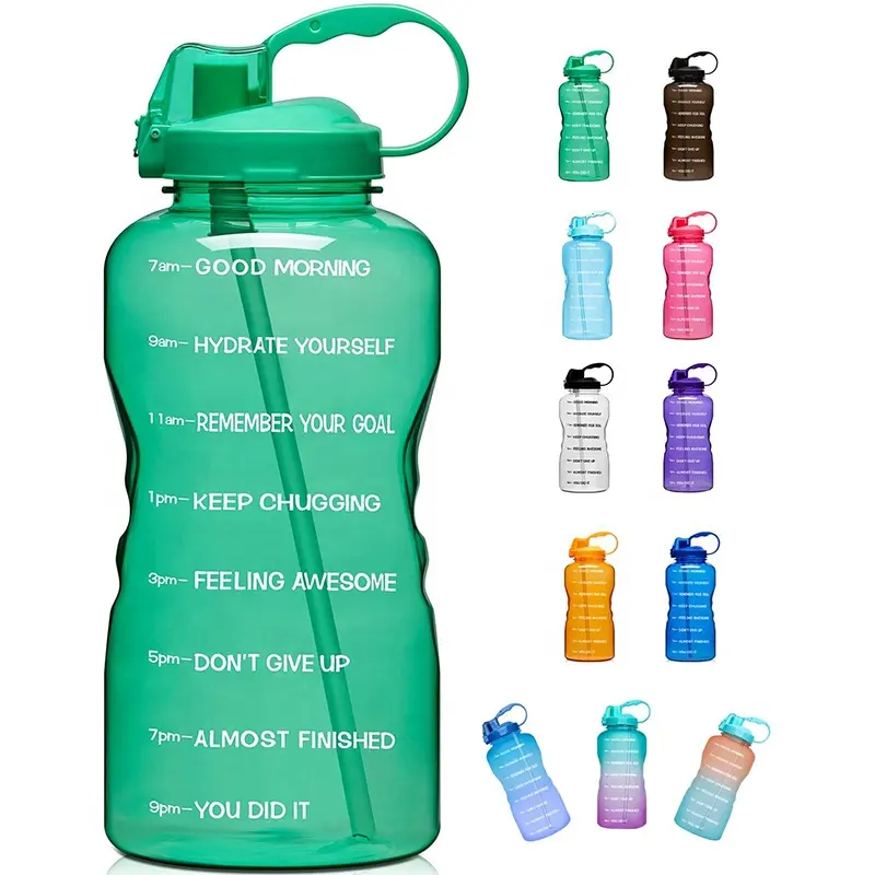 زجاجة مياه بلاستيكية بسعة كبيرة مع مؤشر وقت تحفيزي, زجاجة مياه رياضية للياقة البدنية والصالة الرياضية والأماكن الخارجية