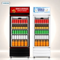 Réfrigérateur professionnel à porte unique pour boissons, avec refroidissement par air, pour vitrine commerciale de boissons, refroidisseur vertical à LED