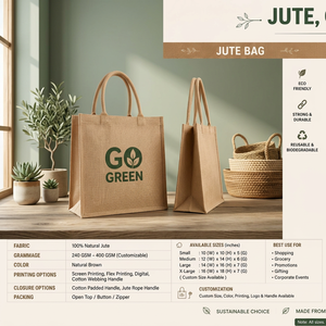 Indian Manufactured 100% Natural Jute Fashion Reusable Tote Carry Bag for Women Shopping and Daily Use Available for Sale - Product Image 5