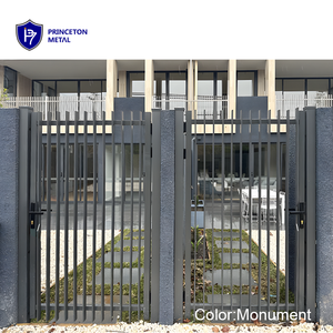 プリンストンブラックパワーコーティング金属ゲートシステムアルミゲートフェンスアルミメインゲート - Product Image 2