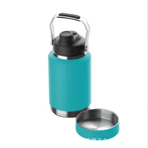 Private Label 304 in acciaio inox 2000ml 64oz Thermos isolato personalizzato bottiglia d'acqua per cani con impugnatura ciotola per animali domestici