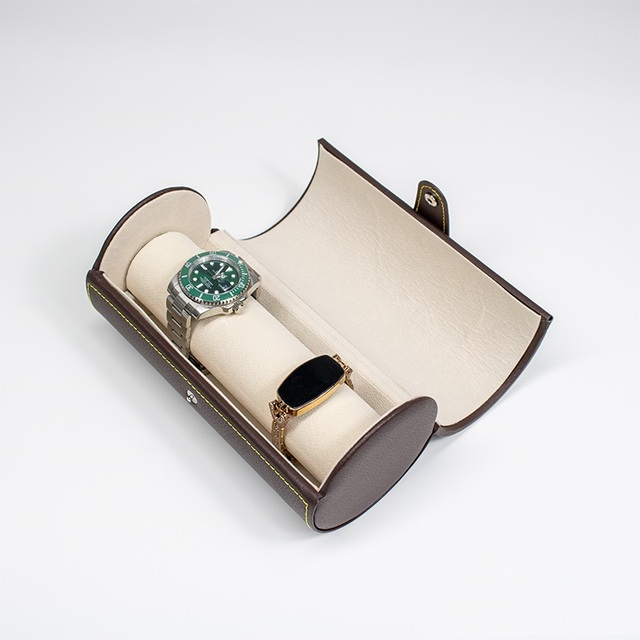 Wholesale Classic Dust-proof Watch Storage Box Snap Closure Plain Pattern Embossed Design Portable Jewelry Organizer Box