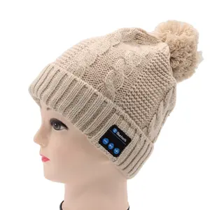 Hotsales सर्दियों pompom के साथ ब्लूटूथ वायरलेस beanie टोपी