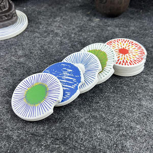 Sous-verre rond en dolomite blanche, tapis isolant thermique en céramique, impression numérique durable, cadeau d'entreprise, utilisation promotionnelle - Product Image 1