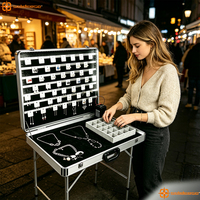 Présentoir et boîte de rangement personnalisés en aluminium pour stand de marché avec accessoires