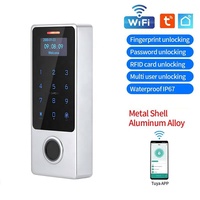 Tuya App Controlado Impermeable Cerradura inteligente Lector de control de acceso Huella digital RFID Caja de metal Tarjeta de proximidad Stand Alone Outdoor