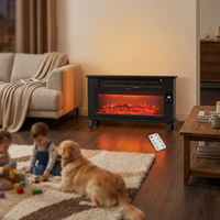 Cheminée électrique autoportante de style européen 2000W, chauffage en métal, effet de flamme LED, protection contre la surchauffe pour la maison et l'hôtel