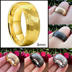 Anillo De Acero Anneaux en acier inoxydable courbés 6/8mm concave et convexe brillant martelé et frappé pour hommes et femmes - Product Image 3