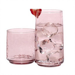 Verre à boire artisanal multicolore, vaisselle contemporaine pour l'eau, les jus, les cocktails, les boissons, la maison, la salle à manger, le restaurant, le bar - Product Image 2